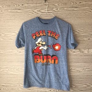 Super Mario Feel the Burn Gamer Blue & Red Tee